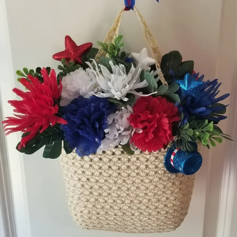 Patriotic Decor Door Hanger Wreath Summer Decor